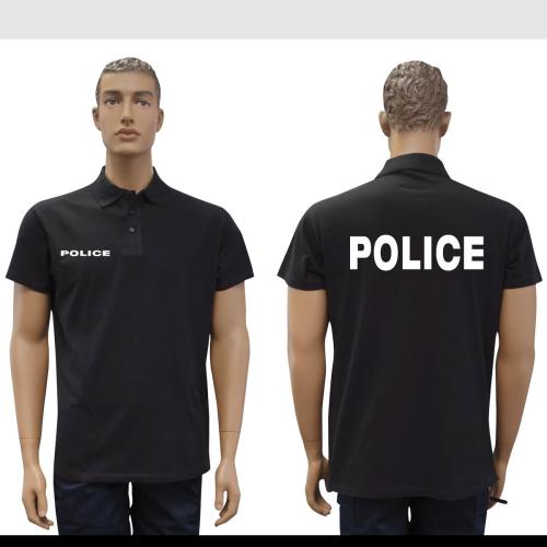Polo Police Nationale manches courtes noir