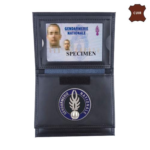 Porte carte en cuir 3 volets avec insigne Gendarmerie - Patrol