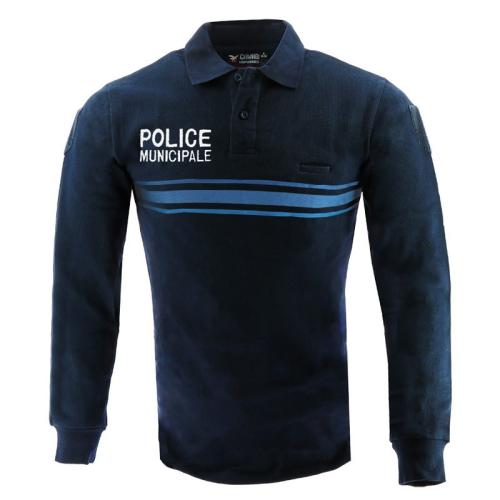 Polo Coton manches longues marine Police Municipale - DMB