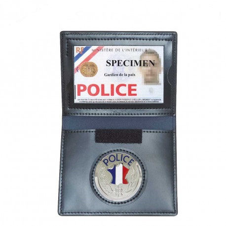 Porte carte cuir format CB + médaille Police - Patrol