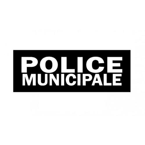 Bande Police Municipale rétro réfléchissant gris sur fond noir 3 x 10 cm - Patrol